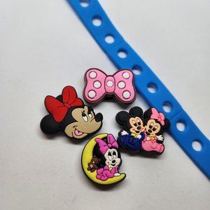 Shoe Charms Minnie Mouse Bow Mickey Mouse Teddy Bear Bracelet 4 Charm piece set